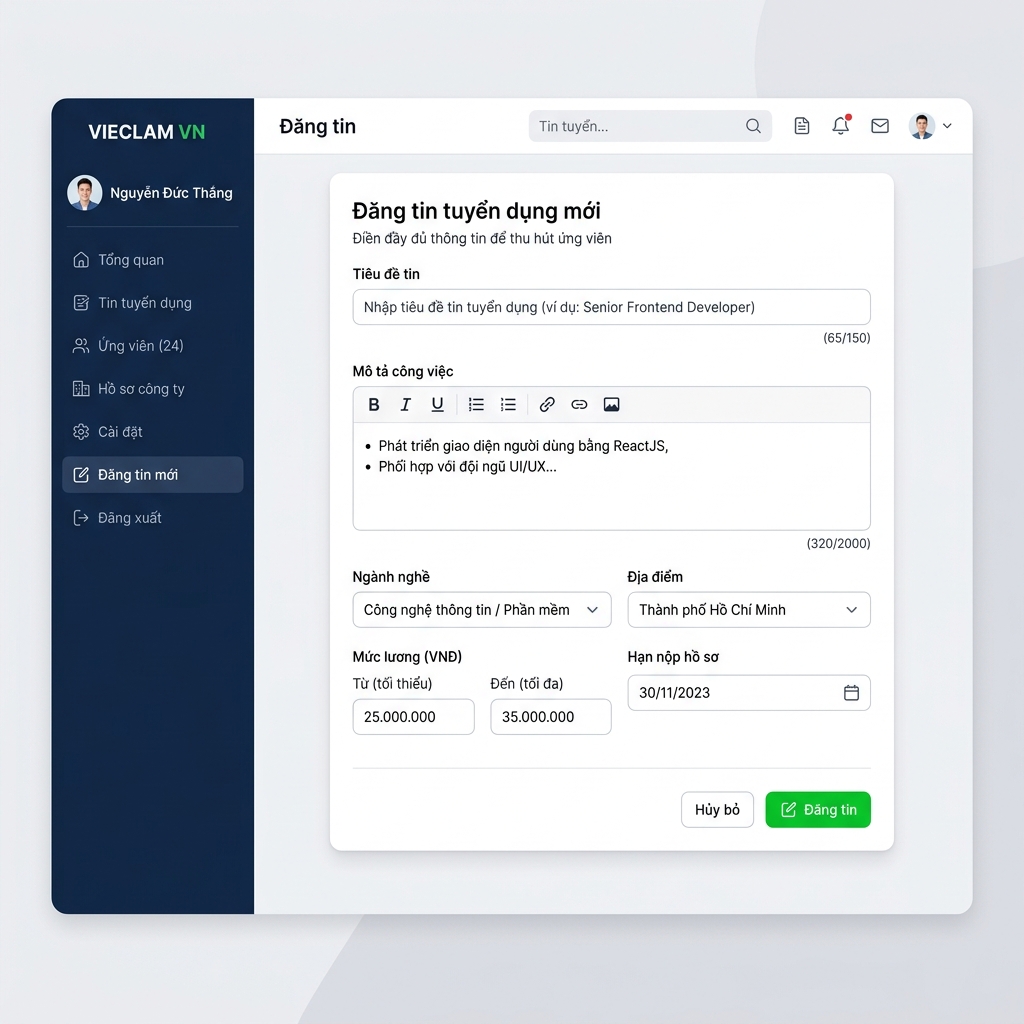 Đăng tin tuyển dụng
